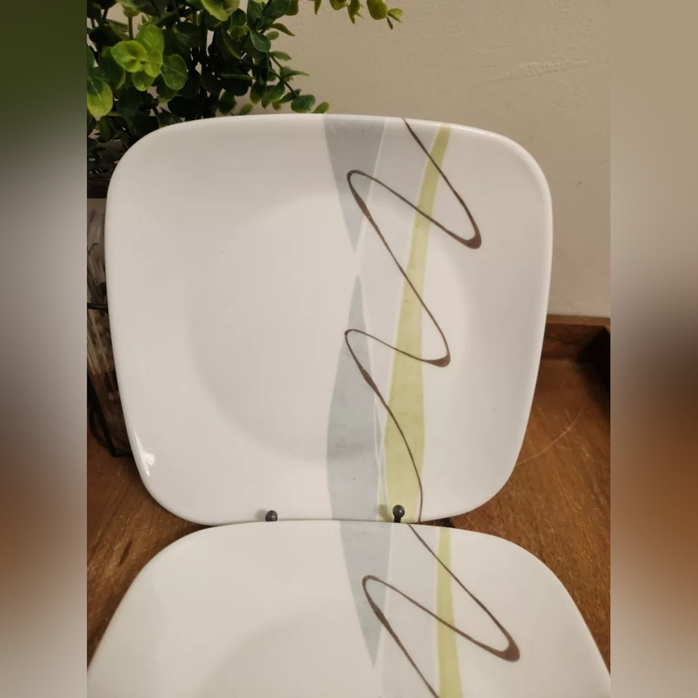 Corelle Corningware Square Harmony 9" salad luncheon plates set of 2 vintage - Picture 2 of 4